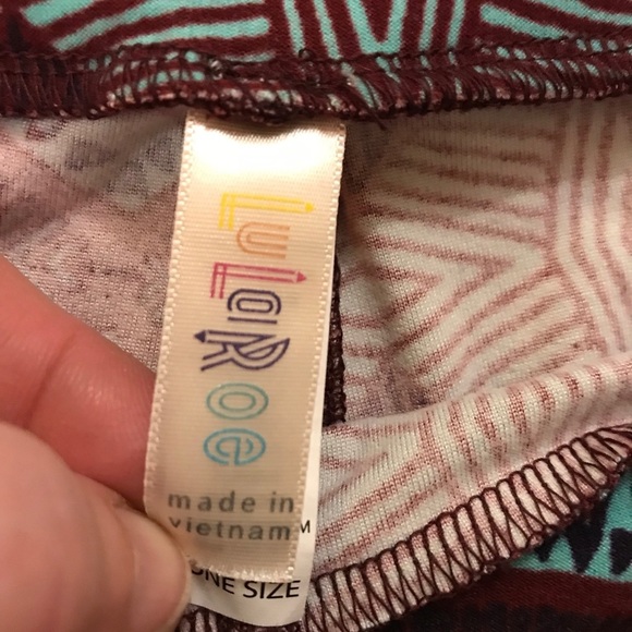 LULAROE Aztec Print Leggings Red One Size Regular - Picture 5 of 6